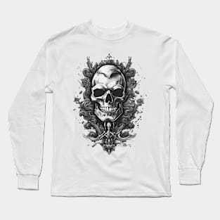 Mystical Grey Skull Enigma - Ethereal Artistic Design Long Sleeve T-Shirt